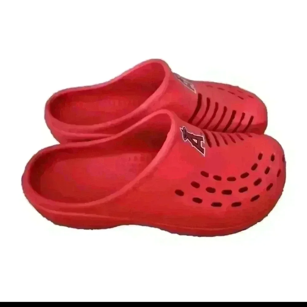 Foco Mens Red Los Angeles Angels Baseball Lightweight Rubber Clogs S (7/8)